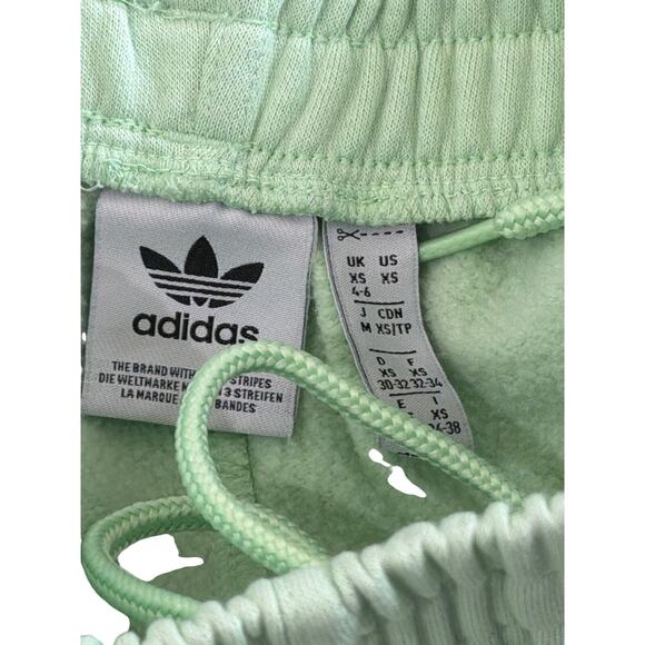 Adidas Originals Sweatpants Womens XS Green Joggers Trefoil Logo Fleece Lounge - Picture 3 of 5